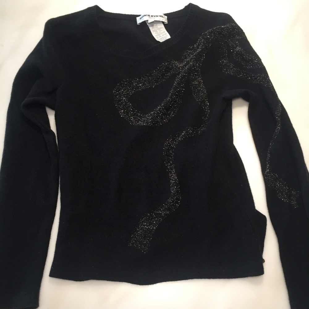 vintage wool cashmere sweater offset sparkle  mesh